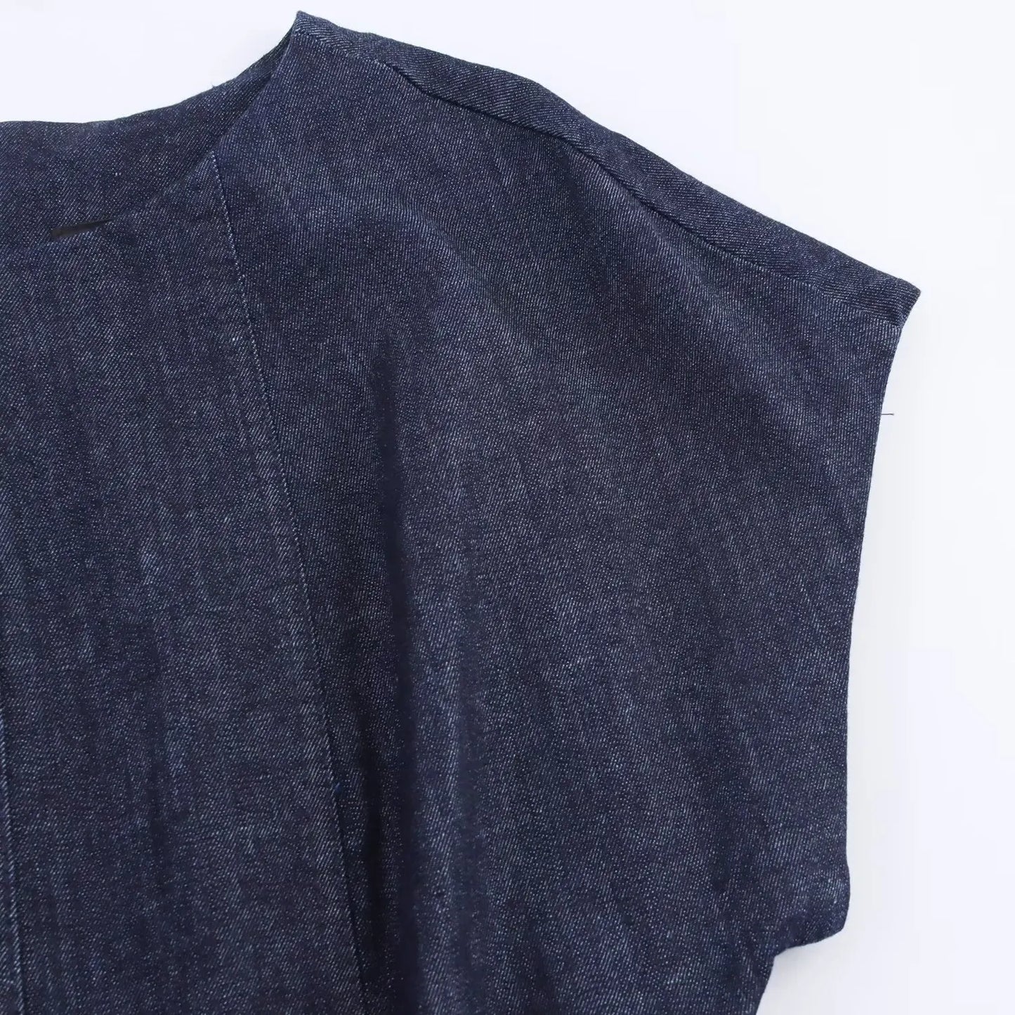 KONDALA Autumn Women Elegant Denim Belt Dress O-Neck Sleeveless Slim Long Dress 2025 Spring Fall Lady Casual Simple Denim Dress