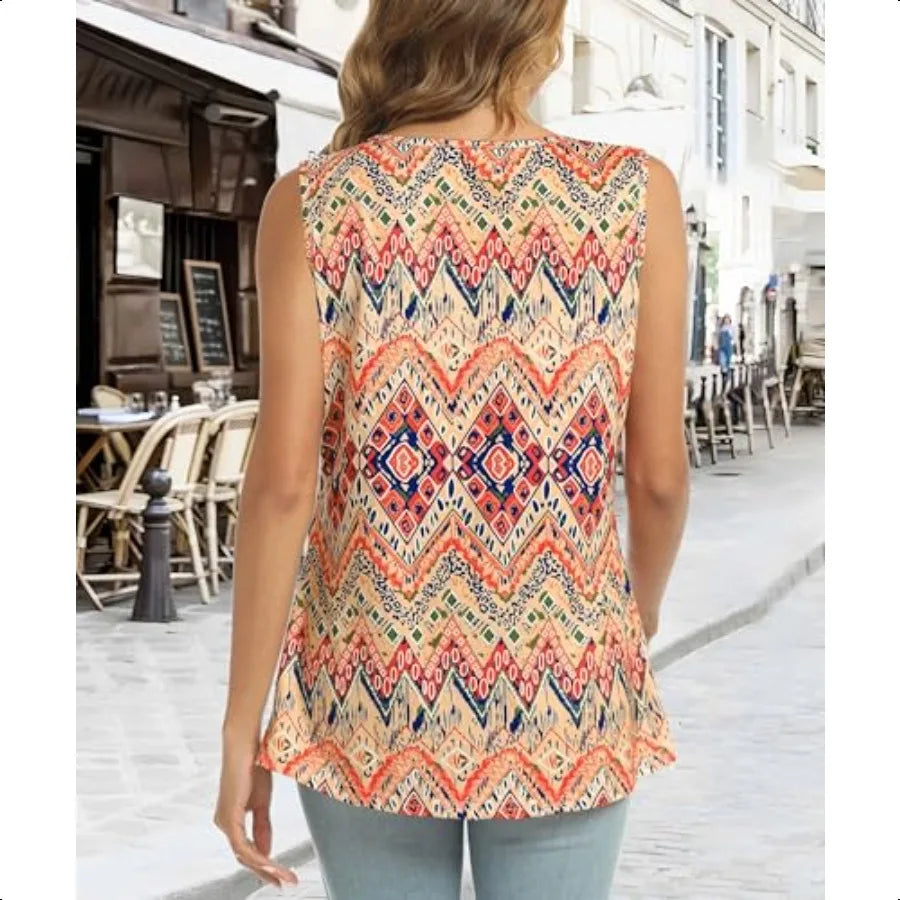 CHICGAL Womens Summer Tank Tops Sleevel T Shirt Casual Loose Fit Tunic Blouses