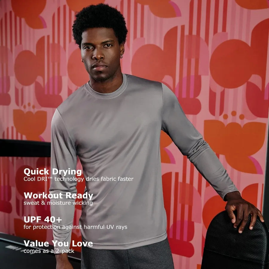 Hanes Sport Men's LongSleeve TShirt Pack Cool DRI MoistureWicking Performance TShirts Performance Tee 2Pack