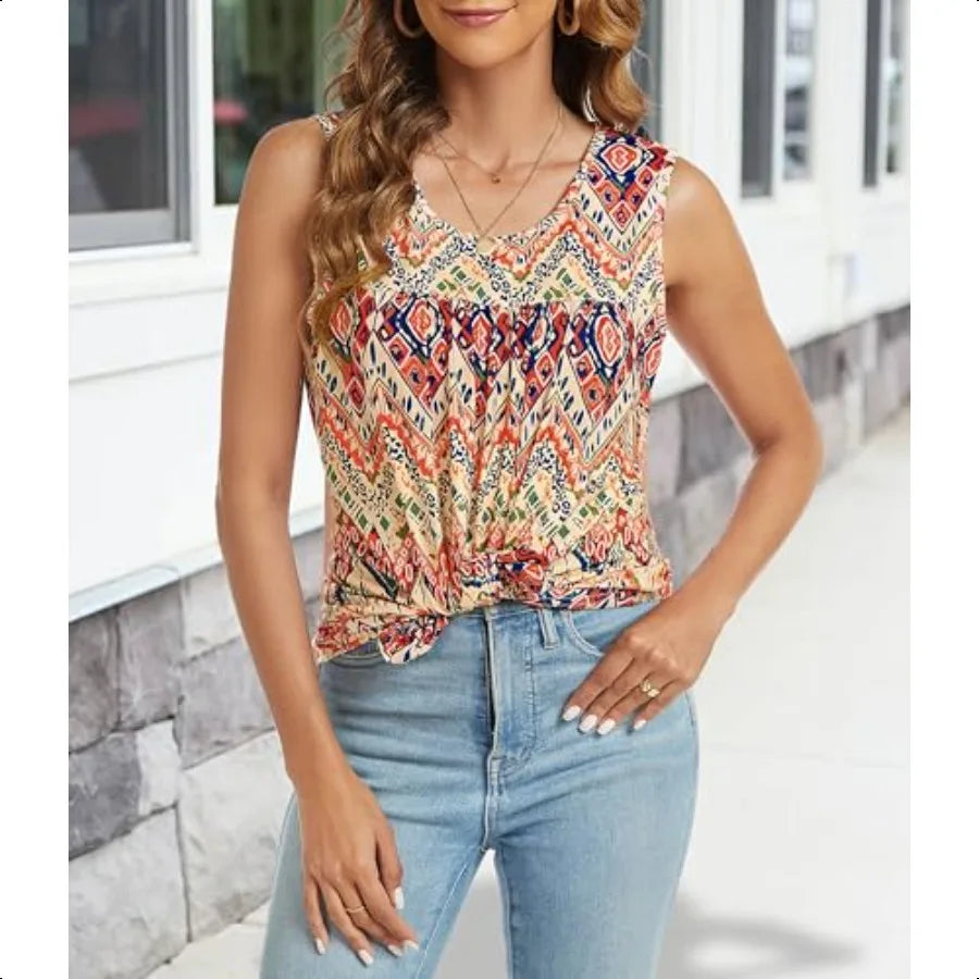 CHICGAL Womens Summer Tank Tops Sleevel T Shirt Casual Loose Fit Tunic Blouses