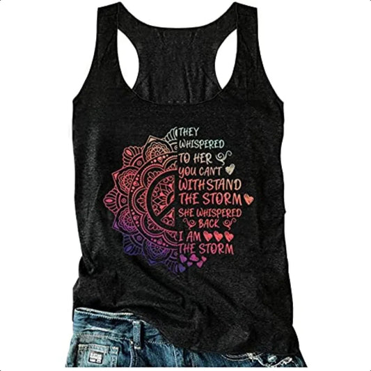Womens Mandala  Graphic Racerback Tank Tops Summer Casual Loose ONeck Tanks Vest Vacation ClassicFit Shirt Cami