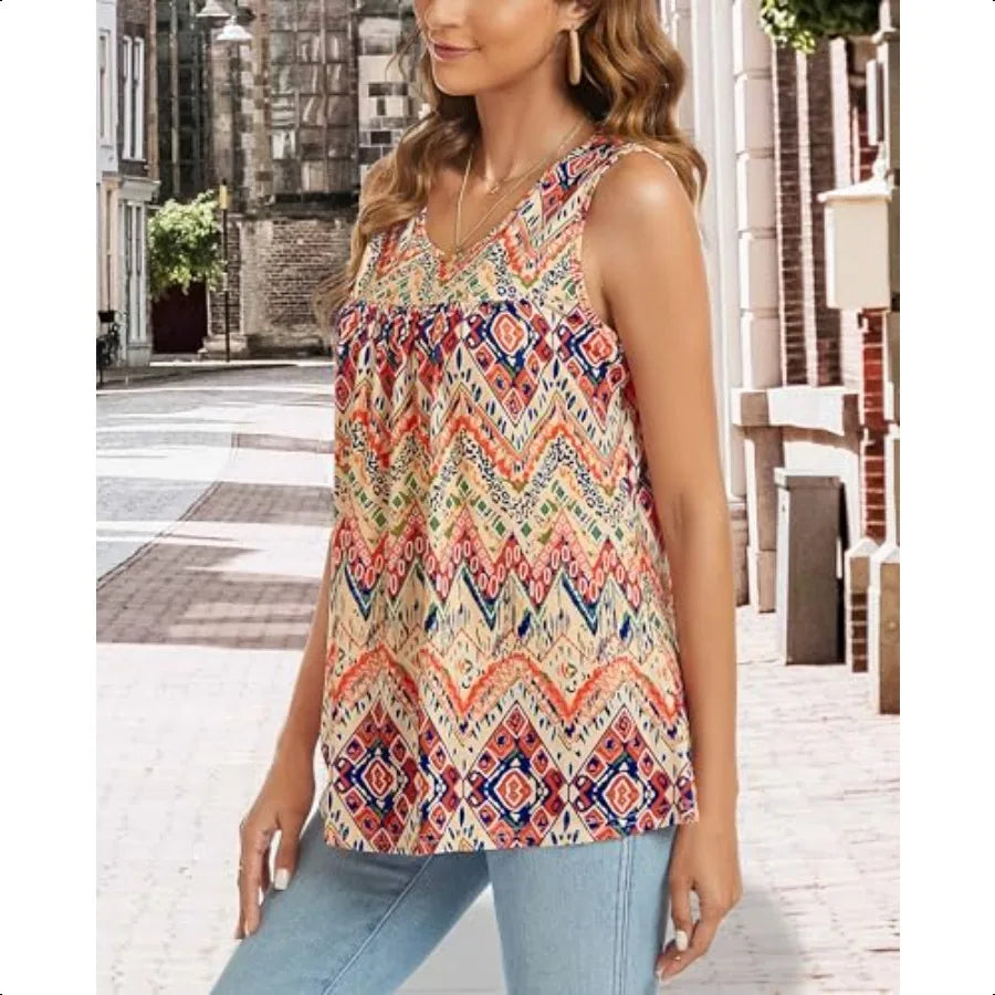 CHICGAL Womens Summer Tank Tops Sleevel T Shirt Casual Loose Fit Tunic Blouses