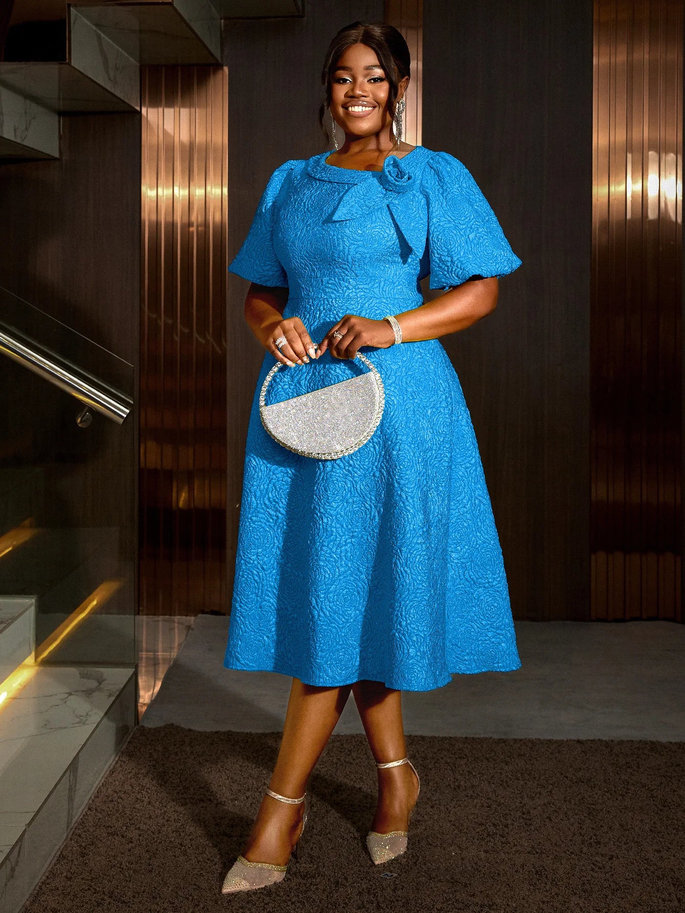 Spring Summer plus Size Jacquard Dress A-Line Fashion Party Banquet Temperament 2025 New Arrivals