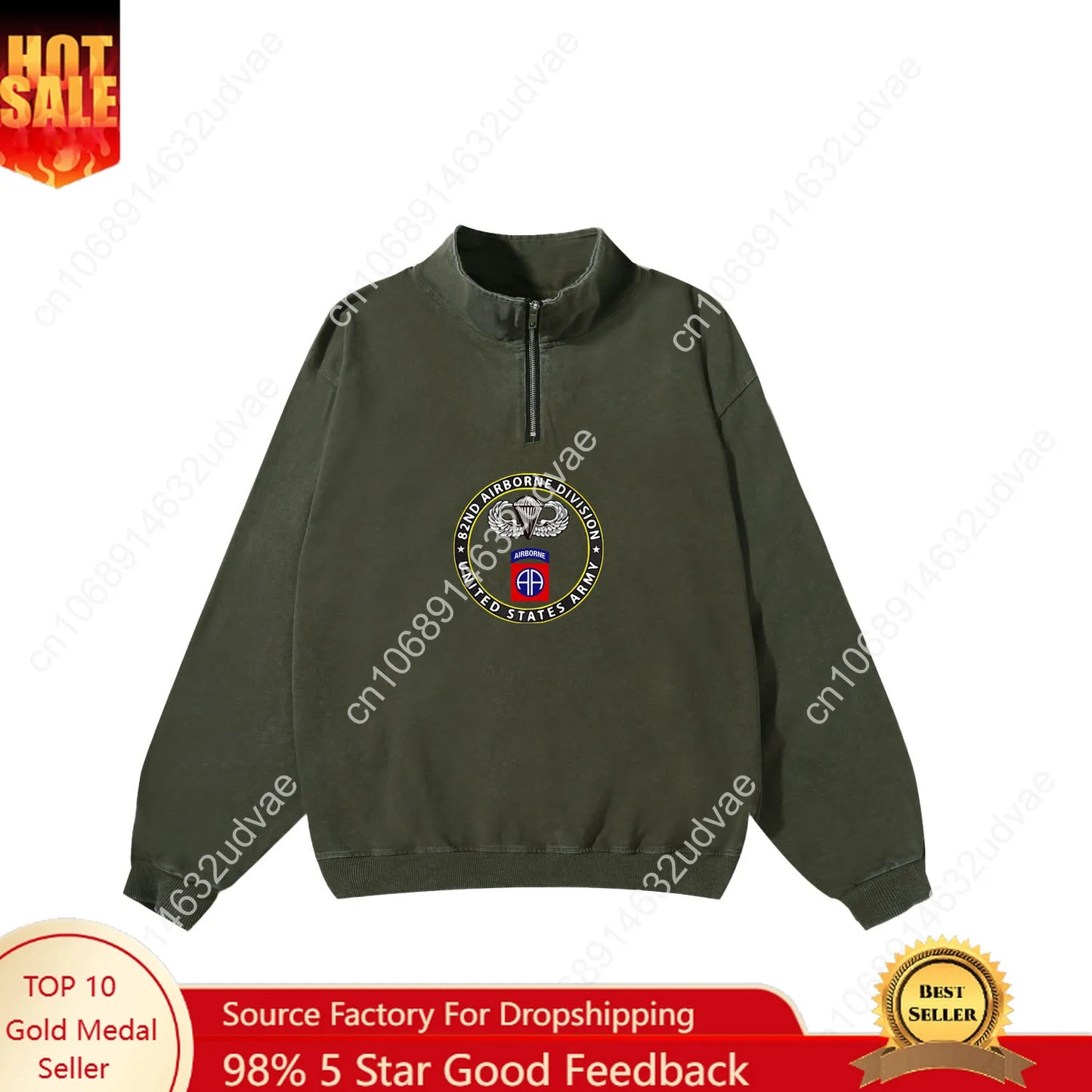 82nd Airborne Division Parachutist Wings Circ Retro Sweatshirt Man Woman Teenager Vintage Pullover Half Custom Sleeved Tshirt